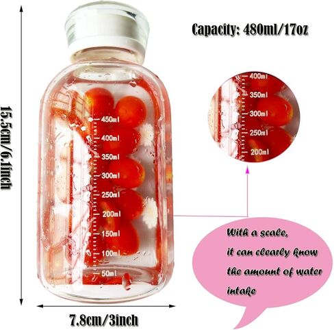 480ml Milk Juice Cute Water Bottle with Scale 2 Lids Little daisy Matte Portable Transparent Water Cup Glass Bottles Creative Handy Cup (1Pcs Six Flowers) in Saudi Arabia