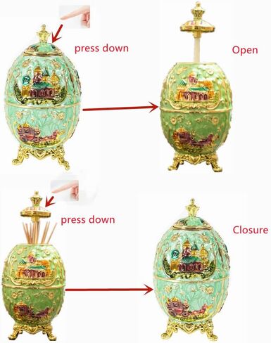 علبة موزع أعواد الأسنان التلقائية الرجعية المنبثقة حامل أعواد الأسنان منظم تخزين حاوية الديكور للمطبخ ديكور المنزل (قلعة متعددة الألوان) in Kuwait