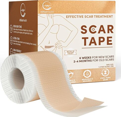 Silicone Scar Tape Reusable Sheets (60" x 1.6") Medical Grade Silicone Scar Sheets for Surgical Scars, Burns, Tummy Tuck, Keloid, C-Section - Cut to Size Scar Treatment in Saudi Arabia