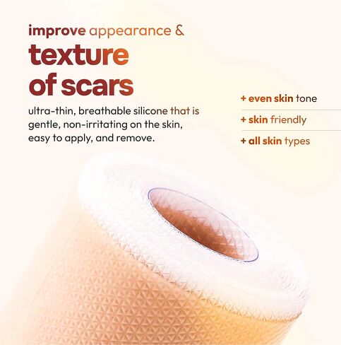 Silicone Scar Tape Reusable Sheets (60" x 1.6") Medical Grade Silicone Scar Sheets for Surgical Scars, Burns, Tummy Tuck, Keloid, C-Section - Cut to Size Scar Treatment in Saudi Arabia