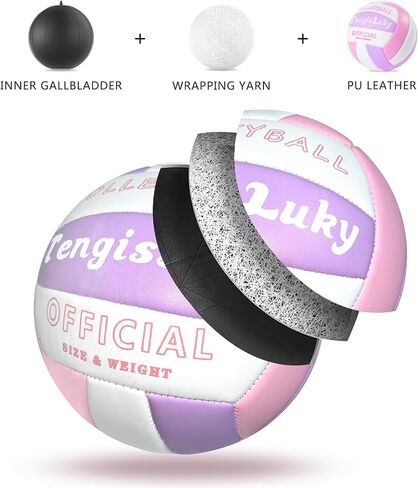 Soft Touch Volleyball Kit - Official Size 5 PU Leather Volleyball - for Outdoor/Indoor Play/Beach Game/Gym Training for Youth Teens Children Practice Volleyballs with Small Pump in Saudi Arabia