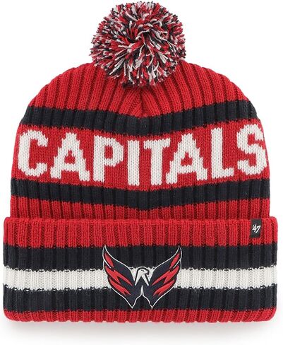 قبعة 47 NHL للجنسين للبالغين مرخصة رسميًا بشعار أساسي من Bering Sport Knit ذات أساور بوم قبعة للطقس البارد (واشنطن كابيتالز) in Saudi Arabia