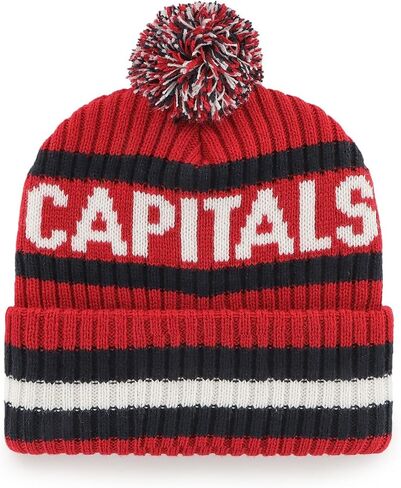 قبعة 47 NHL للجنسين للبالغين مرخصة رسميًا بشعار أساسي من Bering Sport Knit ذات أساور بوم قبعة للطقس البارد (واشنطن كابيتالز) in Saudi Arabia