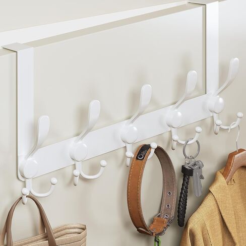 Over The Door Hooks, Heavy Duty Door Hanger for Clothing, Towel Rack for Bathroom, 5 Triple Hooks for Coats, Hats, Pants and Bags in Saudi Arabia