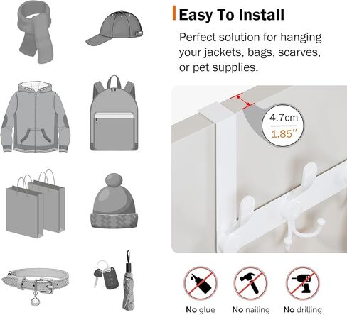 Over The Door Hooks, Heavy Duty Door Hanger for Clothing, Towel Rack for Bathroom, 5 Triple Hooks for Coats, Hats, Pants and Bags in Saudi Arabia