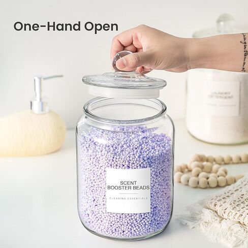 برطمانات زجاجية موستري لتنظيم غرفة الغسيل، برطمانات غسيل سهلة الفتح بيد واحدة مع أغطية سعة 0.5 جالون (مجموعة من 2) in Kuwait