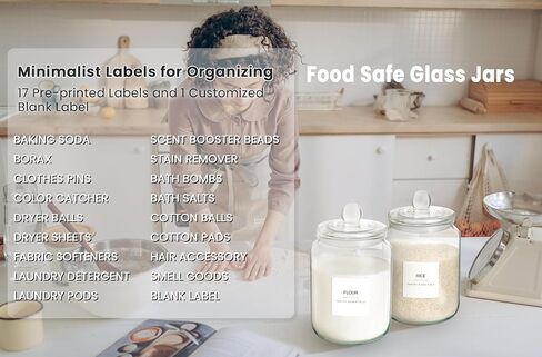 برطمانات زجاجية موستري لتنظيم غرفة الغسيل، برطمانات غسيل سهلة الفتح بيد واحدة مع أغطية سعة 0.5 جالون (مجموعة من 2) in Kuwait