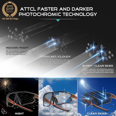 ATTCL Photochromic Sports Sunglasses for Men Women Running Baseball Golf Cycling Glasses UV Protection in Saudi Arabia