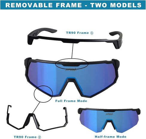 نظارات JEPOZRA المستقطبة لركوب الدراجات مع 3 عدسات قابلة للتبديل، نظارات ركوب البيسبول والجري والتزلج الرياضية in Kuwait