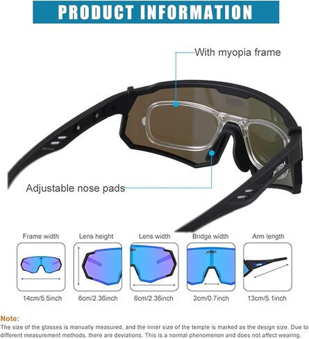 نظارات JEPOZRA المستقطبة لركوب الدراجات مع 3 عدسات قابلة للتبديل، نظارات ركوب البيسبول والجري والتزلج الرياضية in Kuwait
