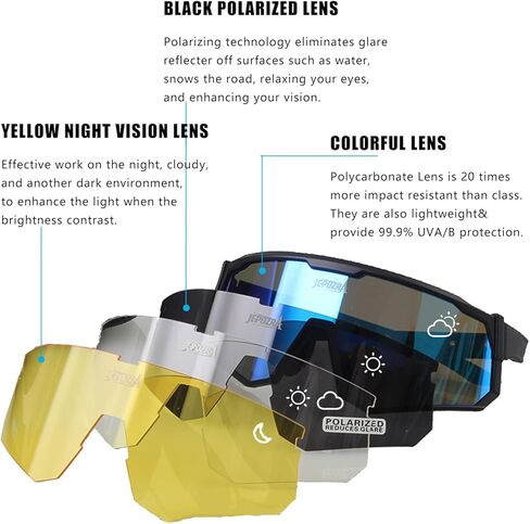 نظارات JEPOZRA المستقطبة لركوب الدراجات مع 3 عدسات قابلة للتبديل، نظارات ركوب البيسبول والجري والتزلج الرياضية in Kuwait