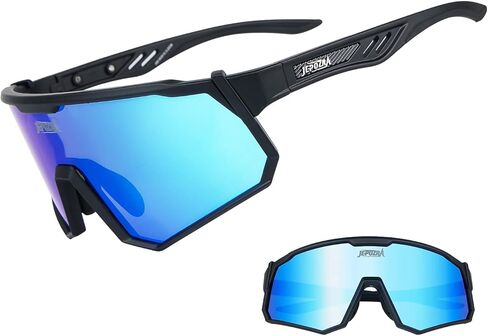 نظارات JEPOZRA المستقطبة لركوب الدراجات مع 3 عدسات قابلة للتبديل، نظارات ركوب البيسبول والجري والتزلج الرياضية in Kuwait