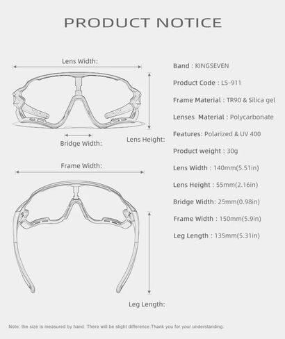 KINGSEVEN Polarized Cycling Glasses for Men Women Bicycle MTB Road Bike Sunglasses with 4 Interchangeable Lenses LS-911 in Saudi Arabia