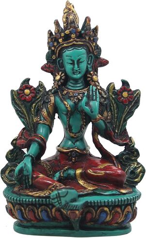 DharmaObjects Large Tibetan Buddhist Green Tara Resin Statue Mother Goddess 6" Tall in Saudi Arabia