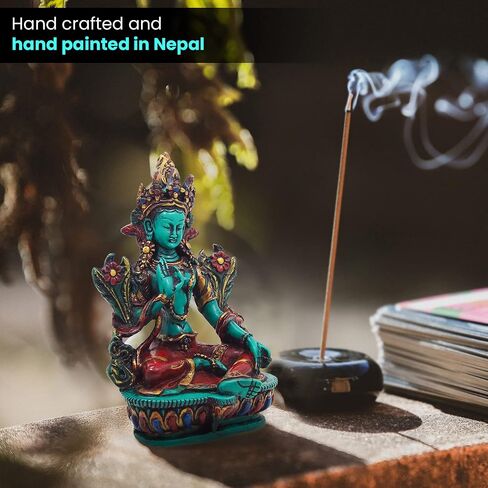 DharmaObjects Large Tibetan Buddhist Green Tara Resin Statue Mother Goddess 6" Tall in Saudi Arabia