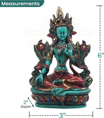 DharmaObjects Large Tibetan Buddhist Green Tara Resin Statue Mother Goddess 6" Tall in Saudi Arabia