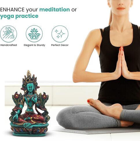 DharmaObjects Large Tibetan Buddhist Green Tara Resin Statue Mother Goddess 6" Tall in Saudi Arabia