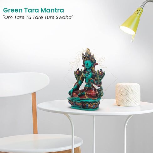 DharmaObjects Large Tibetan Buddhist Green Tara Resin Statue Mother Goddess 6" Tall in Saudi Arabia