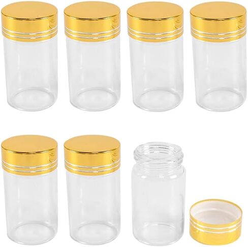 50ml Transparent Borosilicate Glass Bottle With Gold Aluminum Cap Breakable Glass Bottle Prop Gift Jars Crafts 6pcs-37x70x25mm in Saudi Arabia