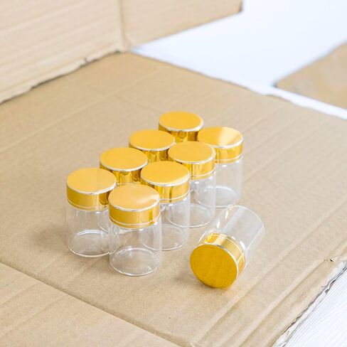 50ml Transparent Borosilicate Glass Bottle With Gold Aluminum Cap Breakable Glass Bottle Prop Gift Jars Crafts 6pcs-37x70x25mm in Saudi Arabia
