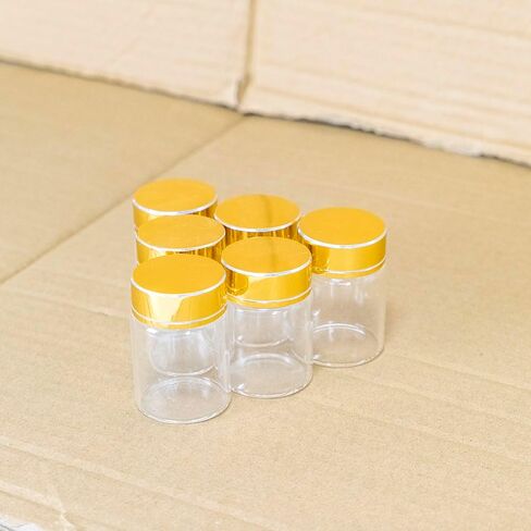50ml Transparent Borosilicate Glass Bottle With Gold Aluminum Cap Breakable Glass Bottle Prop Gift Jars Crafts 6pcs-37x70x25mm in Saudi Arabia