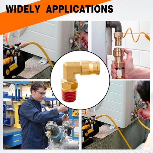 1/4 "الكوع الاتحاد DOT النحاس دفع لتوصيل تركيبات خط الهواء، 1/4" OD أنبوب x1/4 "NPT 90 درجة الاتحاد قطب الكوع خط الفرامل الهواء موصلات تركيب سريع لمقطورات الشاحنات أو نظام الهواء الصناعة (5PCS) in Kuwait
