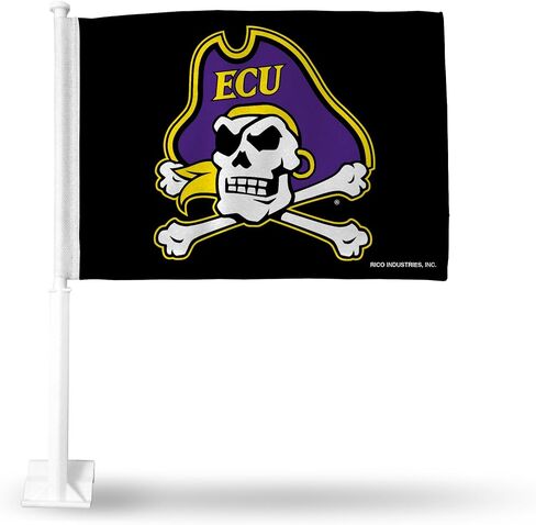 Rico Industries NCAA East Carolina Pirates Black Double Sided Double Sided Car Flag - 16" x 19" - Strong Pole that Hooks Onto Car/Truck/Automobile in Saudi Arabia