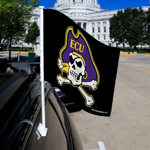 Rico Industries NCAA East Carolina Pirates Black Double Sided Double Sided Car Flag - 16" x 19" - Strong Pole that Hooks Onto Car/Truck/Automobile in Saudi Arabia