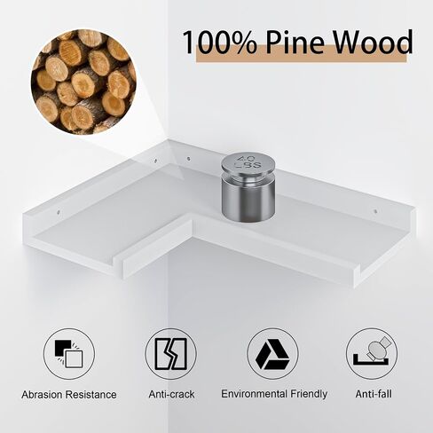 Floating Corner Shelves with Lip, 4 Tier Modern White Corner Wall Shelves, Wooden Corner Floating Ledge Shelves Wall Mounted for Wall Decor, L Shaped Corner Shelf for Living Room, Bedroom, Bathroom in Saudi Arabia