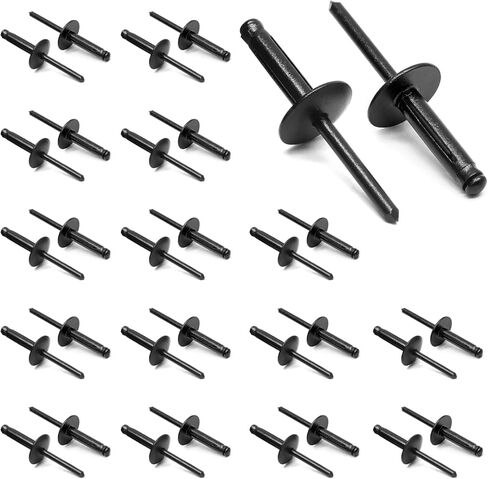 60 قطعة من المسامير العمياء ذات الحافة الكبيرة 3/16 بوصة × 3/4 بوصة، مسامير من الألومنيوم الأسود، قطر الحافة 5/8 بوصة (16 مم) in Kuwait