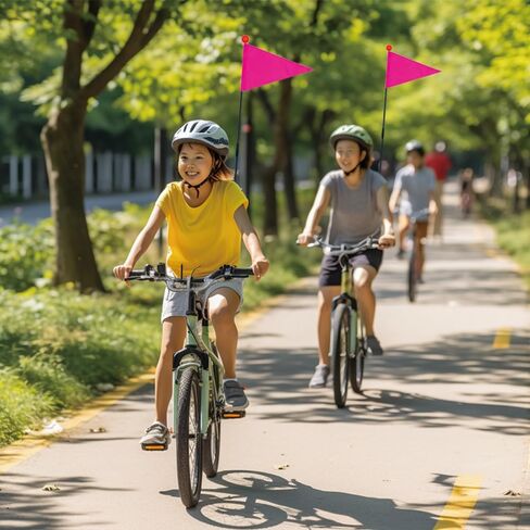 1 set of bicycle safety flags/adjustable height with springs, resilient heavy-duty fiberglass poles, polyester full-color pink safety flags, blue safety flags, and pirate flags.… in Saudi Arabia