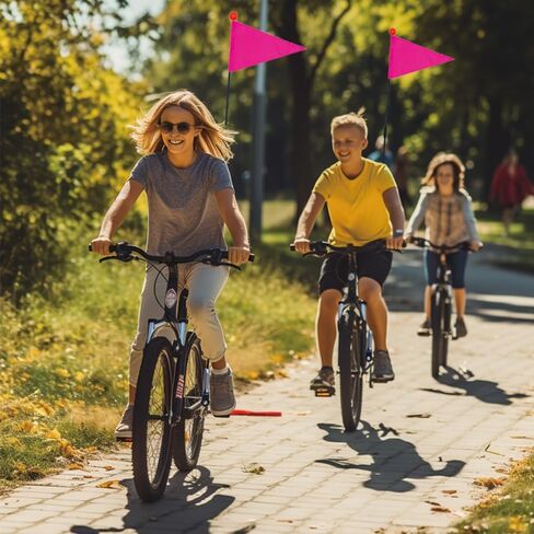 1 set of bicycle safety flags/adjustable height with springs, resilient heavy-duty fiberglass poles, polyester full-color pink safety flags, blue safety flags, and pirate flags.… in Saudi Arabia