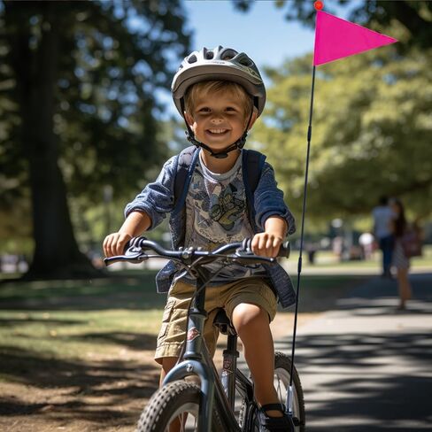 1 set of bicycle safety flags/adjustable height with springs, resilient heavy-duty fiberglass poles, polyester full-color pink safety flags, blue safety flags, and pirate flags.… in Saudi Arabia