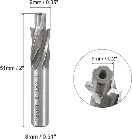 uxcell HSS-AL Cobalt Counterbore End Mill Cap Screws Expand Holes 4 Flutes, 4 X 7.4mm in Saudi Arabia