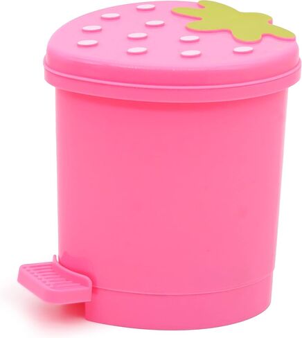 Desktop Trash Can Mini with Swing Lid Cute Pink Strawberry, Mini Countertop Trash Cans for Desk Car Office Kitchen, Tiny Trash Can, Mini Garbage Can Plastic in Saudi Arabia