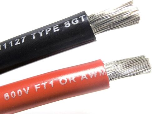 سلك تيار متردد/تيار مستمر وإمدادات بقياس 6 AWG بحري UL1283 سلك كابل بطارية نحاسي معلب (أسود وأحمر 12 قدم لكل منهما) in Kuwait