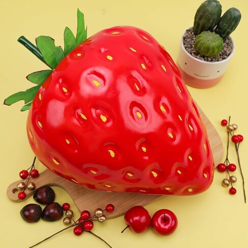 13inch Artificial Large Red Strawberry Oversize Fake Fruit Simulation Decoration for Home Kitchen Table Party Festivals Christmas Display in Saudi Arabia