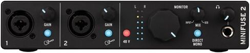 Arturia MiniFuse 2 Dual USB Audio Interface, Black Bundle with 2x Pig Hog PHM10 8mm 10ft XLR Microphone Cable and Liquid Audio Instrument Polishing Cloth - Portable Audio Interface for PC, Mac in Saudi Arabia