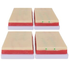 4 Pcs Venipuncture IV Injection Training Pad Model, Silicone Human Skin Suture Training Model, Injection practice Pad，4 Veins Imbedded, 3 skin layers