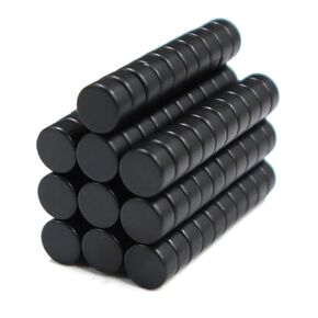 مغناطيس قرص نيوديميوم صغير أسود مستدير، مغناطيسات أرضية نادرة للثلاجة، السبورة البيضاء، الجدار، الباب، الحرف اليدوية، الهوايات والمكتب، 100 قطعة مغناطيس ندفيب صغير، 6 × 3 مم in Kuwait