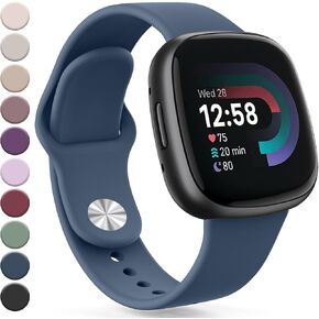 Meliya Silicone Bands Compatible with Fitbit Versa 4 Bands Women Men, Classic Adjustable Sport Replacement Wristbands for Fitbit Versa 4 / Fitbit Sense 2 Smartwatch