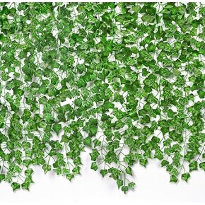 CQURE 72 Pack 504Ft Artificial Ivy Fake Vines,Ivy Garland Greenery Garland Fake Hanging Plants Vines Aesthetic Green Leaves for Bedroom Wedding Party Garden Wall Decor