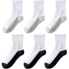 6 Pairs Kids Socks Boys Crew Athletic Socks Half Cushioned Cotton Sport Running Breathable Socks