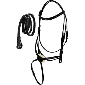 CHALLENGER Horse English Figure Eight Brown Leather Jumping Hunter Bridle Reins 805EB05