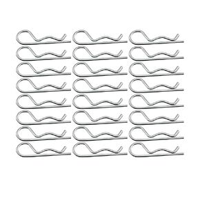 24PCS M3x60mm Heavy Duty Zinc Plated Hinge Pin Spring Retained Wire Hairpins Knotty Pin Clip Silver R Cotter Pin Suitable for Lawn Mowers Machinery Power Equipment Pin