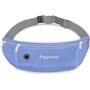 Slim Running Belt Fanny Pack, Waist Pack Bag for Women Men, Running Pouch for Phone Waterproof Reflective with 3 Pouches, Running Phone Holder for Sports, Traveling (Black)