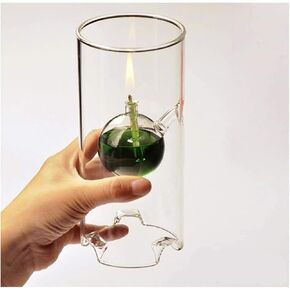 Glass Oil fire Warm Light Borosilicate Includes Bliss Suspended Hurricane Candle Holder Sleeve Birthday Lamp (9 inch)