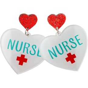 Nurses Day Stethoscope Pills Medical Heart Teardrop Drop Dangle Earrings for Women Nurses Week Appreciation Gifts Cutie Creative Handmade Acrylic Nurse Gifts