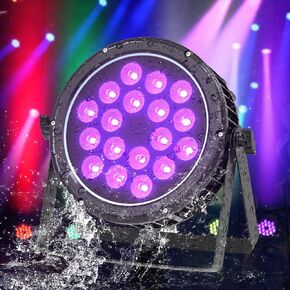 Stage Lights RGBW LED Par Light Super Bright 18X10W IP65 Waterproof Remote & DMX Sound Activated Auto Play Uplights for Outdoor Wedding Birthday Holiday Music Show Dance Party Stage Lighting (1 Pack)