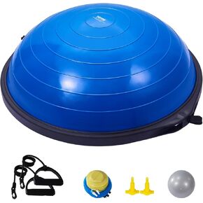 VEVOR Half Exercise Ball Trainer, 26 inch Balance Ball Trainer, 1500lbs Capacity Stability Ball, Yoga Ball with Resistance Bands & Foot Pump, Strength Fitness Ball for Home Gym Full Body Workout, Blue
